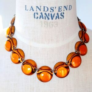 1960's Vintage Enamel Disc Shaped Necklace